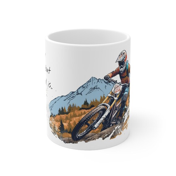 MTB on the Mind Mug, Mountain Bike Coffee Mug, Funny Mountain Biker Gift, Cycling Mug 11oz, Gift for Him Bike Lover
